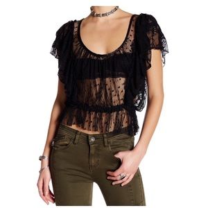 NWT Free People Ruffled Lace Crop Top Blouse